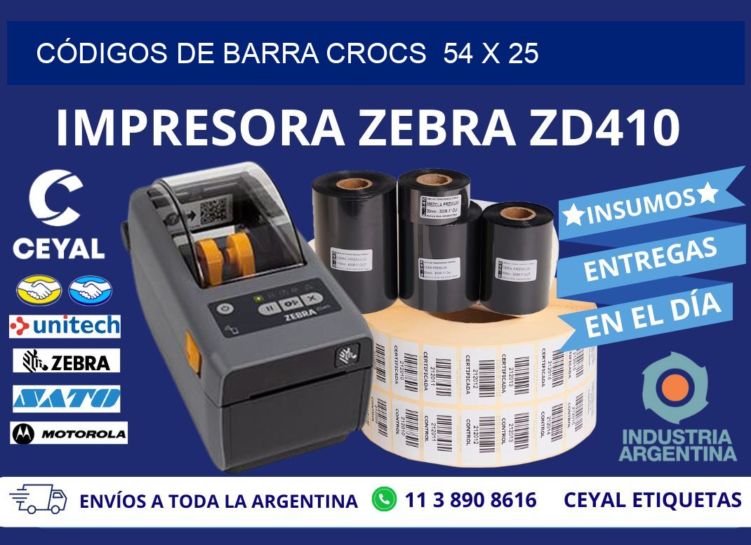 CÓDIGOS DE BARRA CROCS  54 x 25