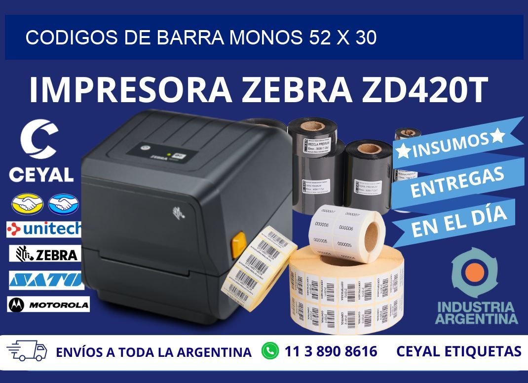 CODIGOS DE BARRA MONOS 52 x 30