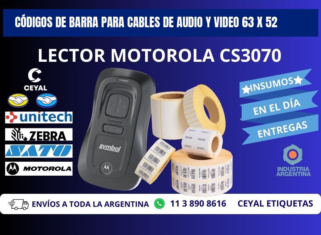 CÓDIGOS DE BARRA PARA CABLES DE AUDIO Y VIDEO 63 x 52