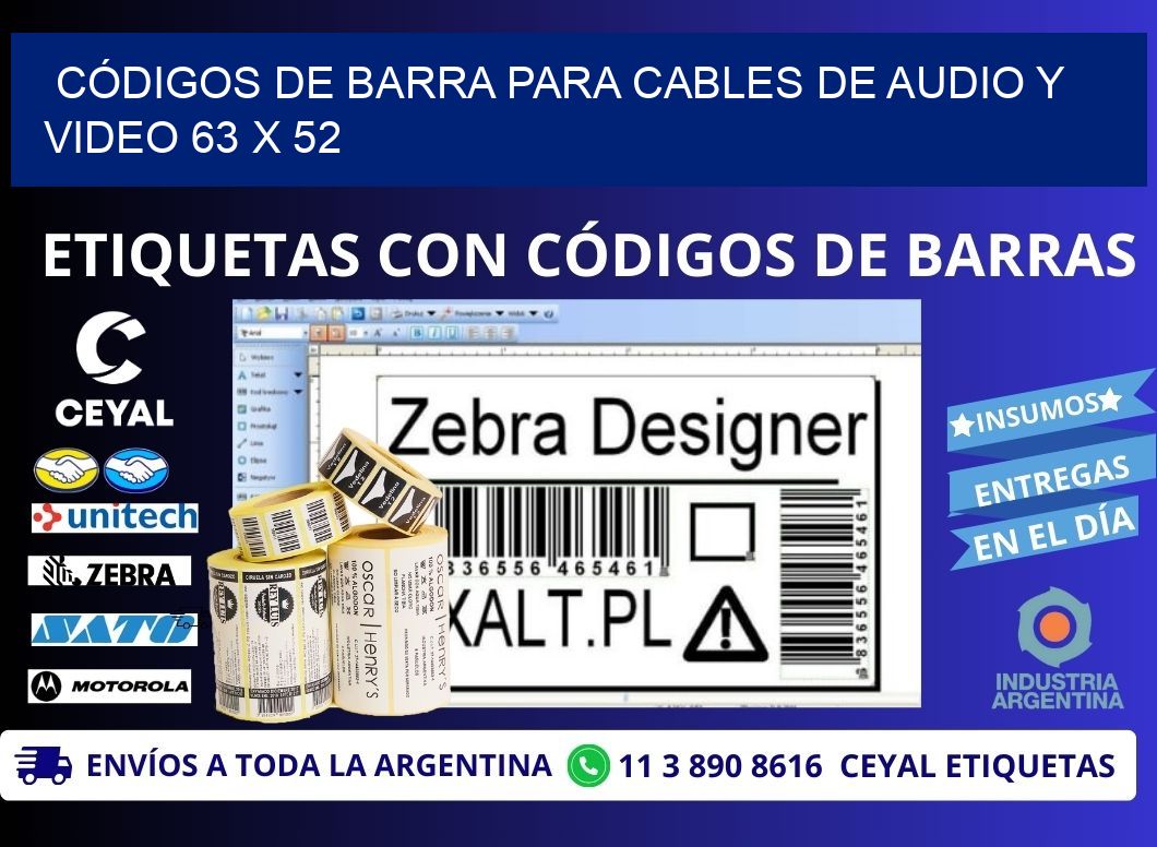 CÓDIGOS DE BARRA PARA CABLES DE AUDIO Y VIDEO 63 x 52