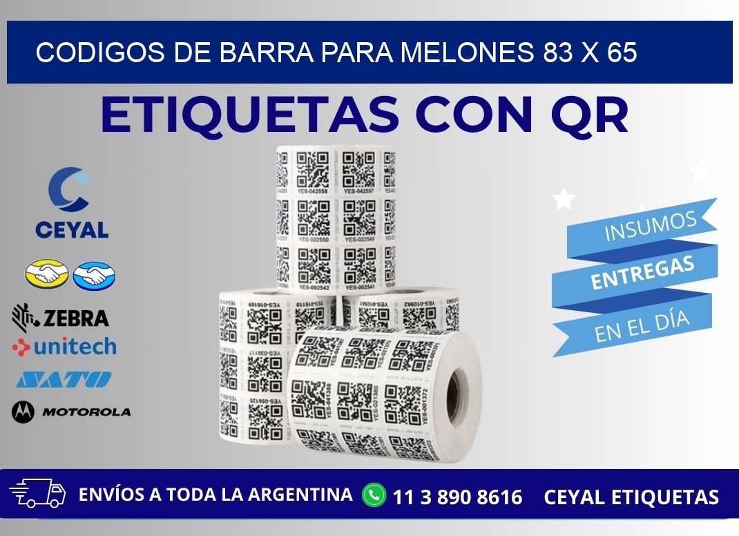 CODIGOS DE BARRA PARA MELONES 83 x 65