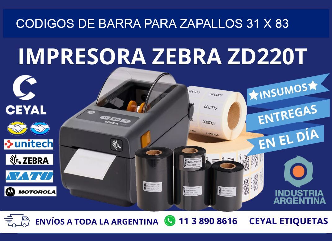 CODIGOS DE BARRA PARA ZAPALLOS 31 x 83