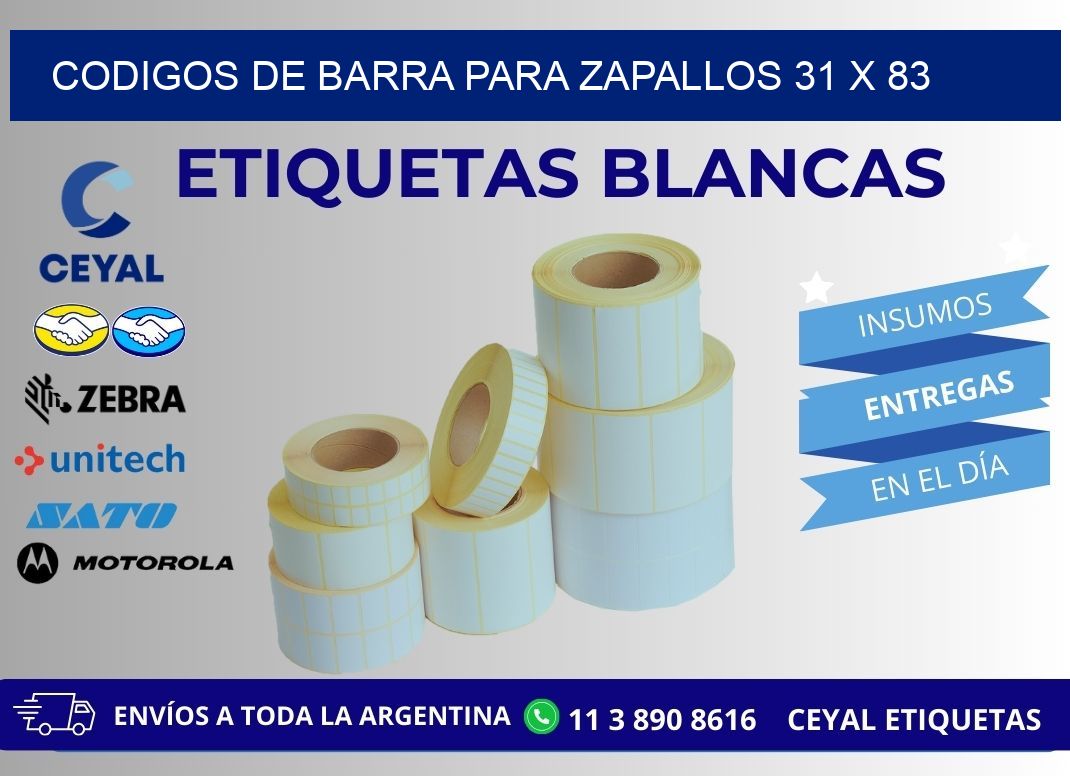 CODIGOS DE BARRA PARA ZAPALLOS 31 x 83