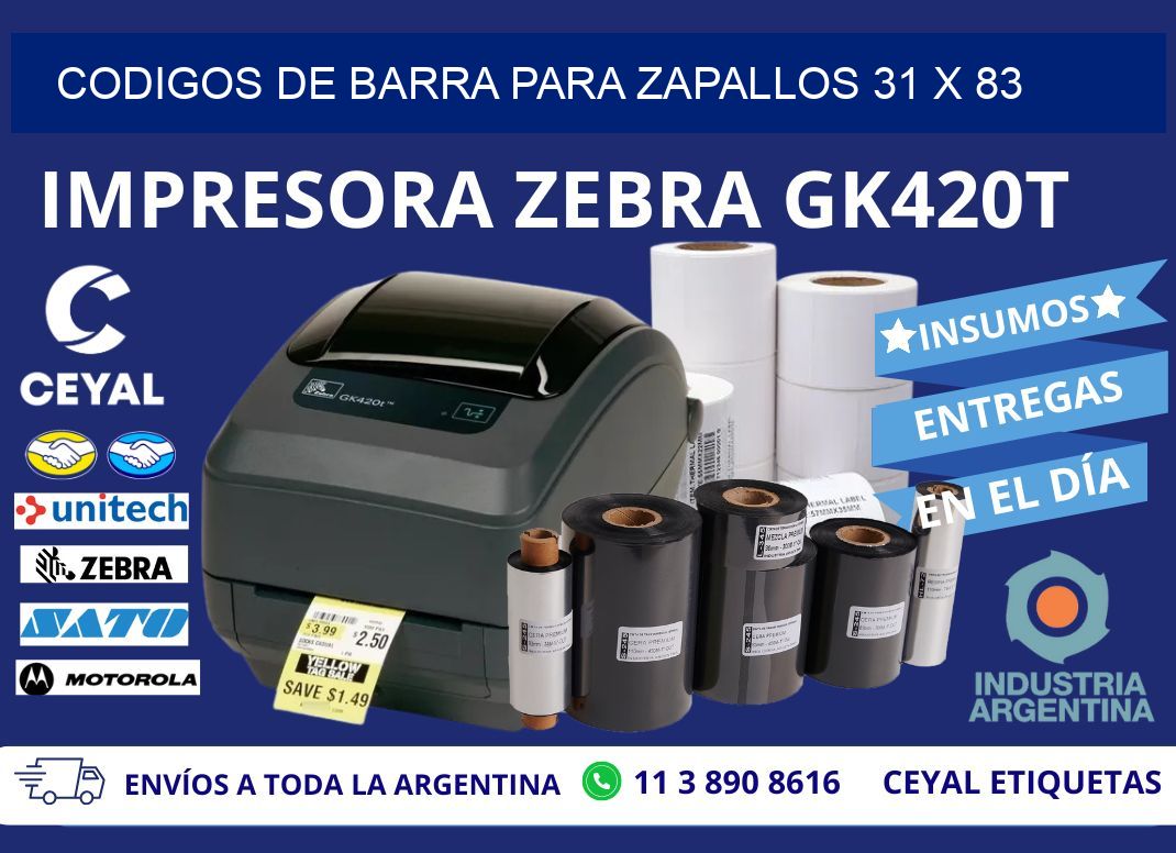 CODIGOS DE BARRA PARA ZAPALLOS 31 x 83