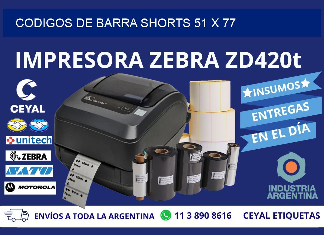 CODIGOS DE BARRA SHORTS 51 x 77