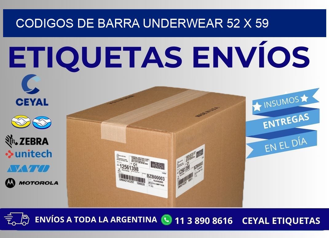 CODIGOS DE BARRA UNDERWEAR 52 x 59