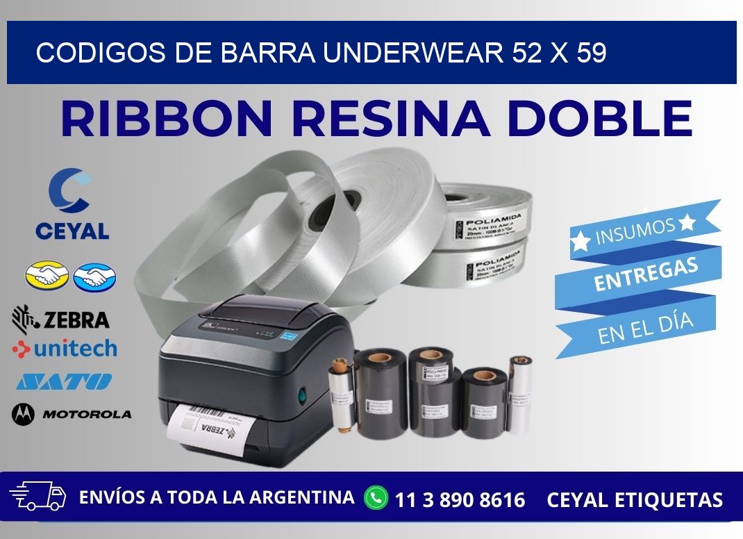 CODIGOS DE BARRA UNDERWEAR 52 x 59