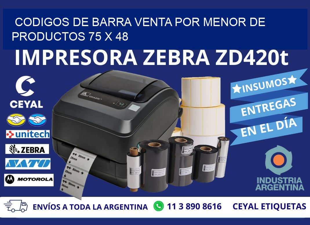 CODIGOS DE BARRA VENTA POR MENOR DE PRODUCTOS 75 x 48