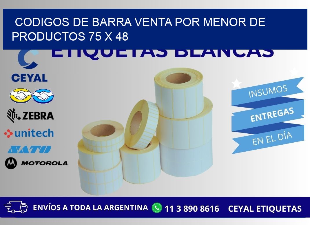 CODIGOS DE BARRA VENTA POR MENOR DE PRODUCTOS 75 x 48