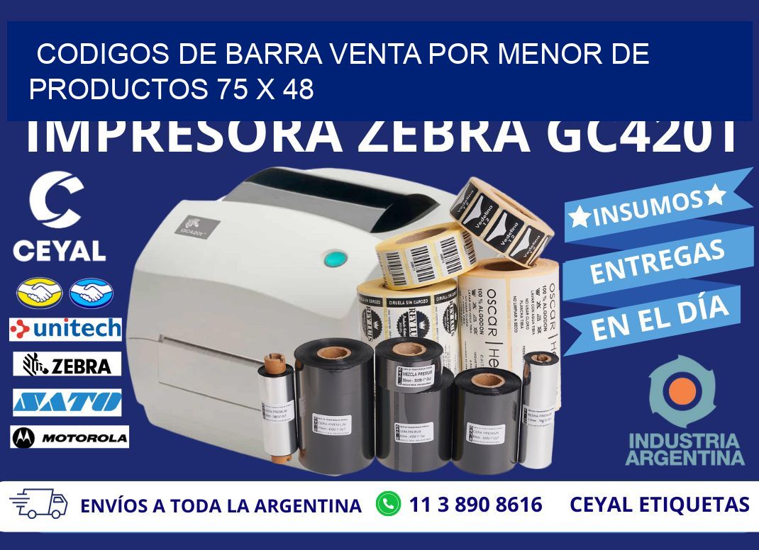 CODIGOS DE BARRA VENTA POR MENOR DE PRODUCTOS 75 x 48