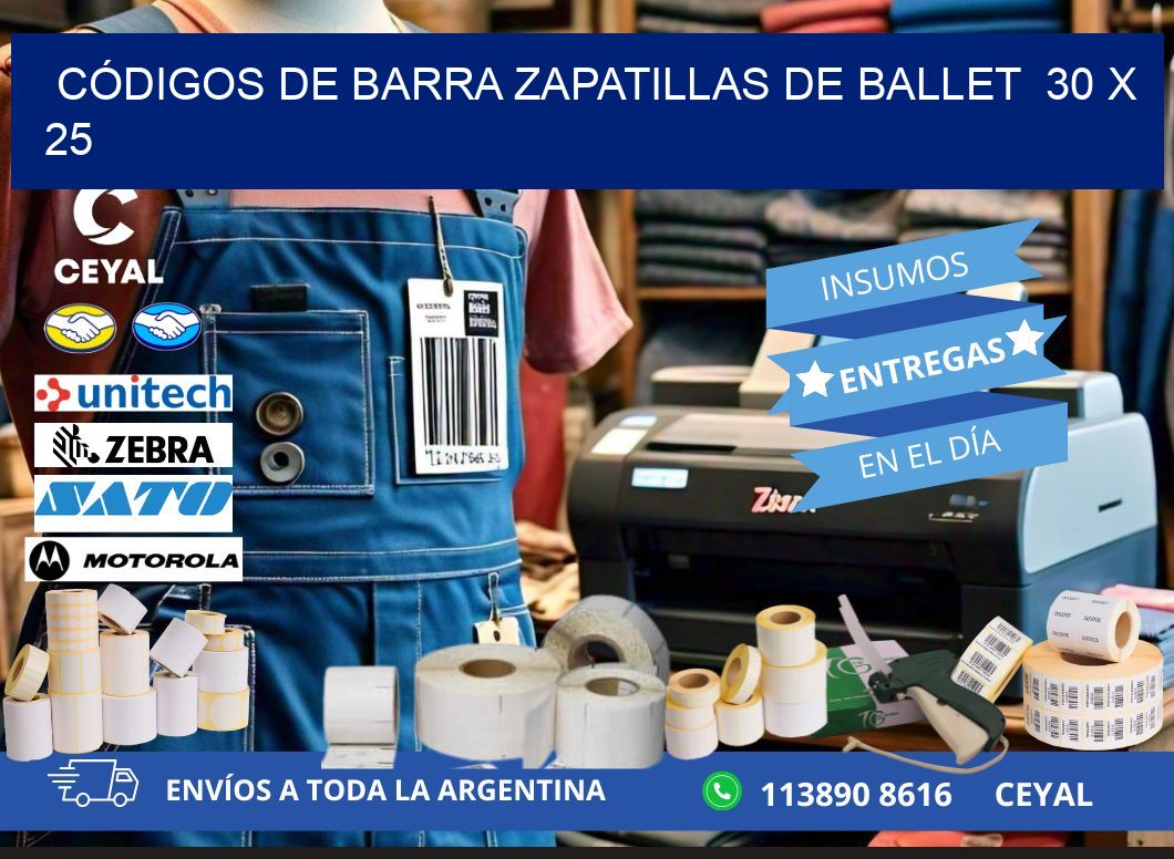 CÓDIGOS DE BARRA ZAPATILLAS DE BALLET  30 x 25