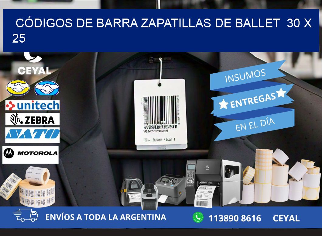 CÓDIGOS DE BARRA ZAPATILLAS DE BALLET  30 x 25