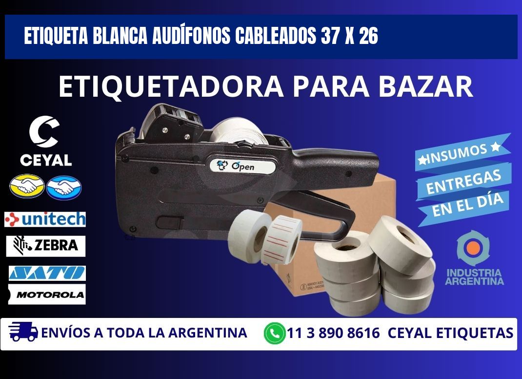 ETIQUETA BLANCA AUDÍFONOS CABLEADOS 37 x 26