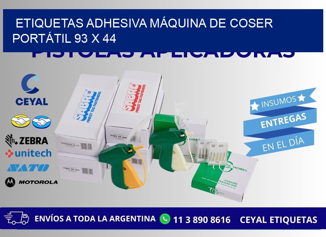 ETIQUETAS ADHESIVA MÁQUINA DE COSER PORTÁTIL 93 x 44