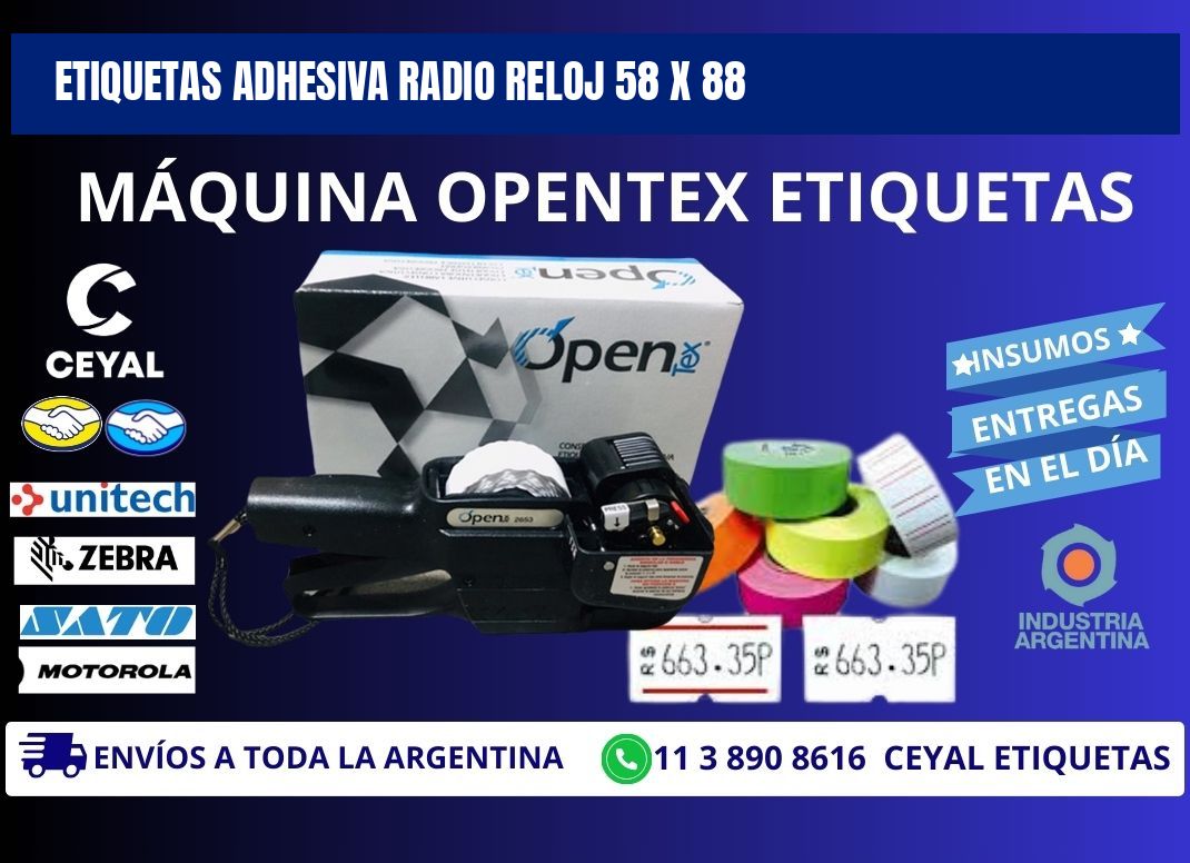 ETIQUETAS ADHESIVA RADIO RELOJ 58 x 88