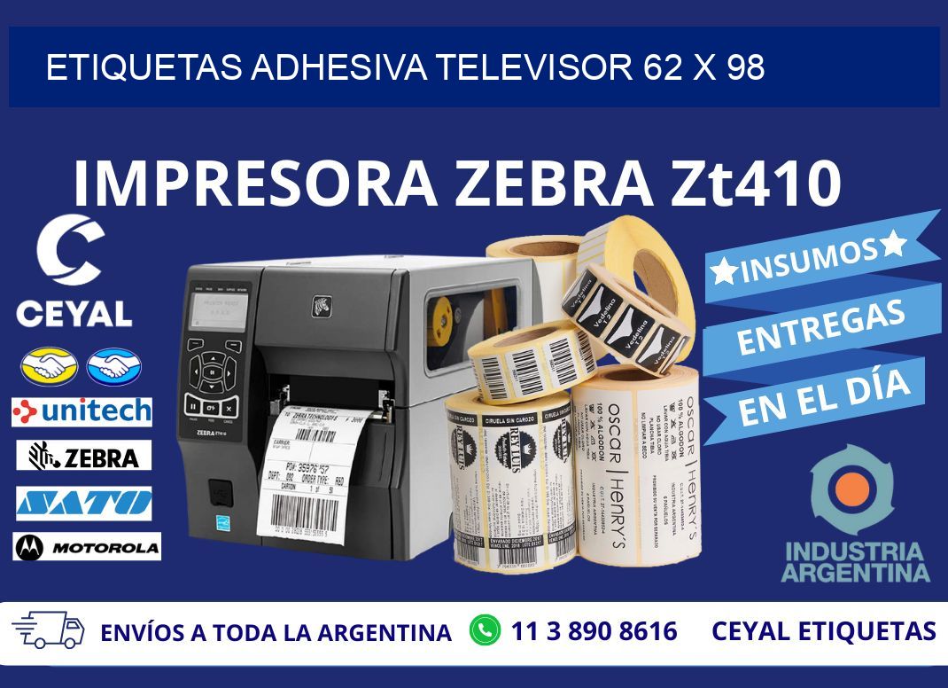 ETIQUETAS ADHESIVA TELEVISOR 62 x 98