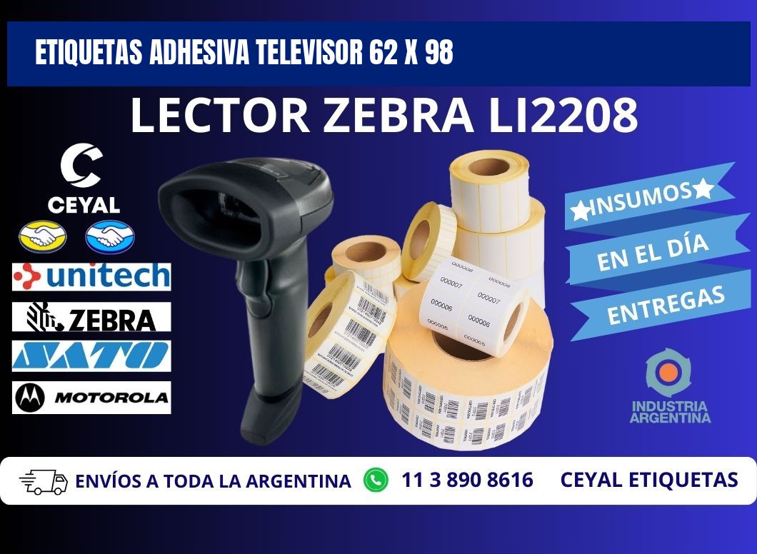 ETIQUETAS ADHESIVA TELEVISOR 62 x 98