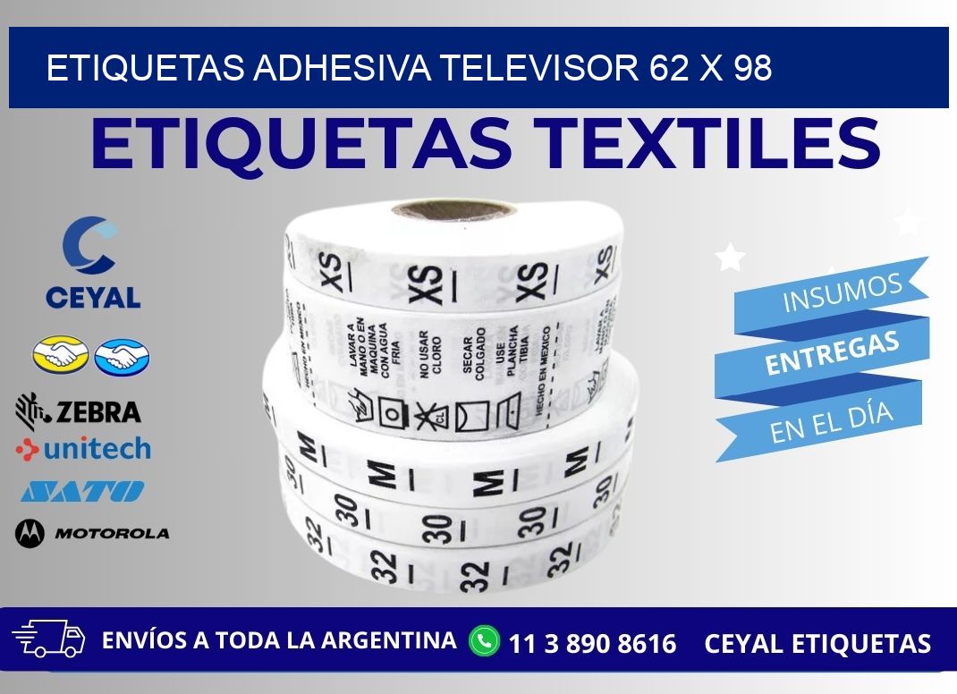 ETIQUETAS ADHESIVA TELEVISOR 62 x 98