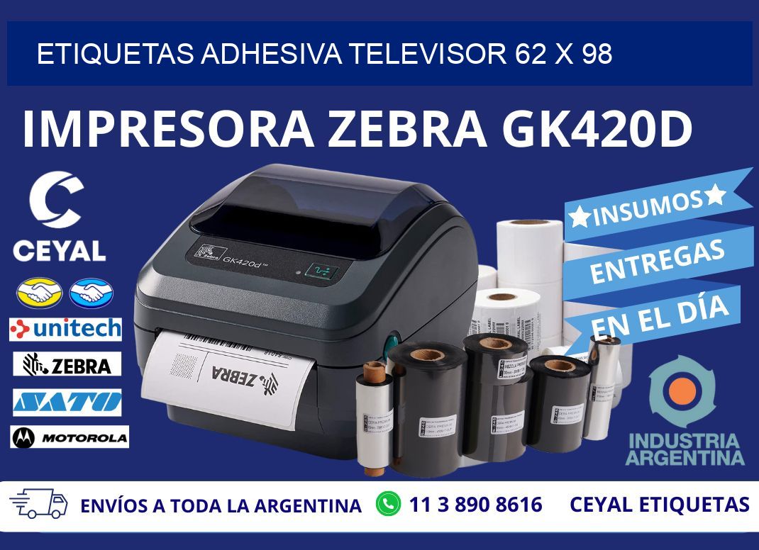 ETIQUETAS ADHESIVA TELEVISOR 62 x 98