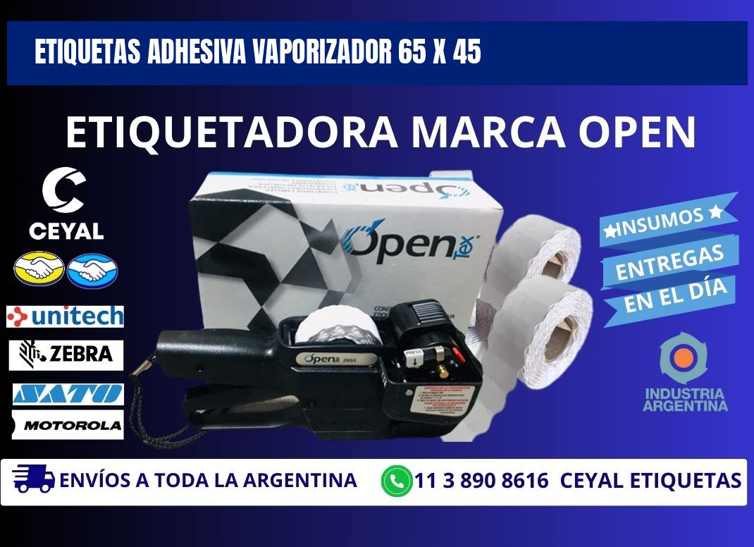 ETIQUETAS ADHESIVA VAPORIZADOR 65 x 45