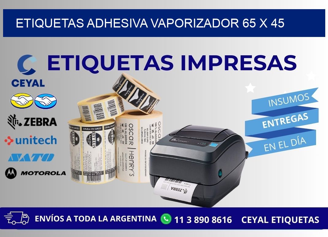 ETIQUETAS ADHESIVA VAPORIZADOR 65 x 45