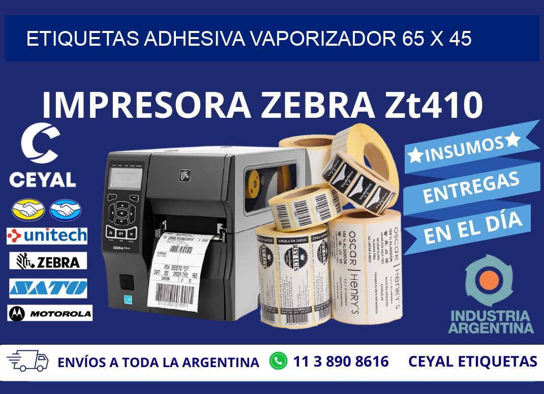 ETIQUETAS ADHESIVA VAPORIZADOR 65 x 45