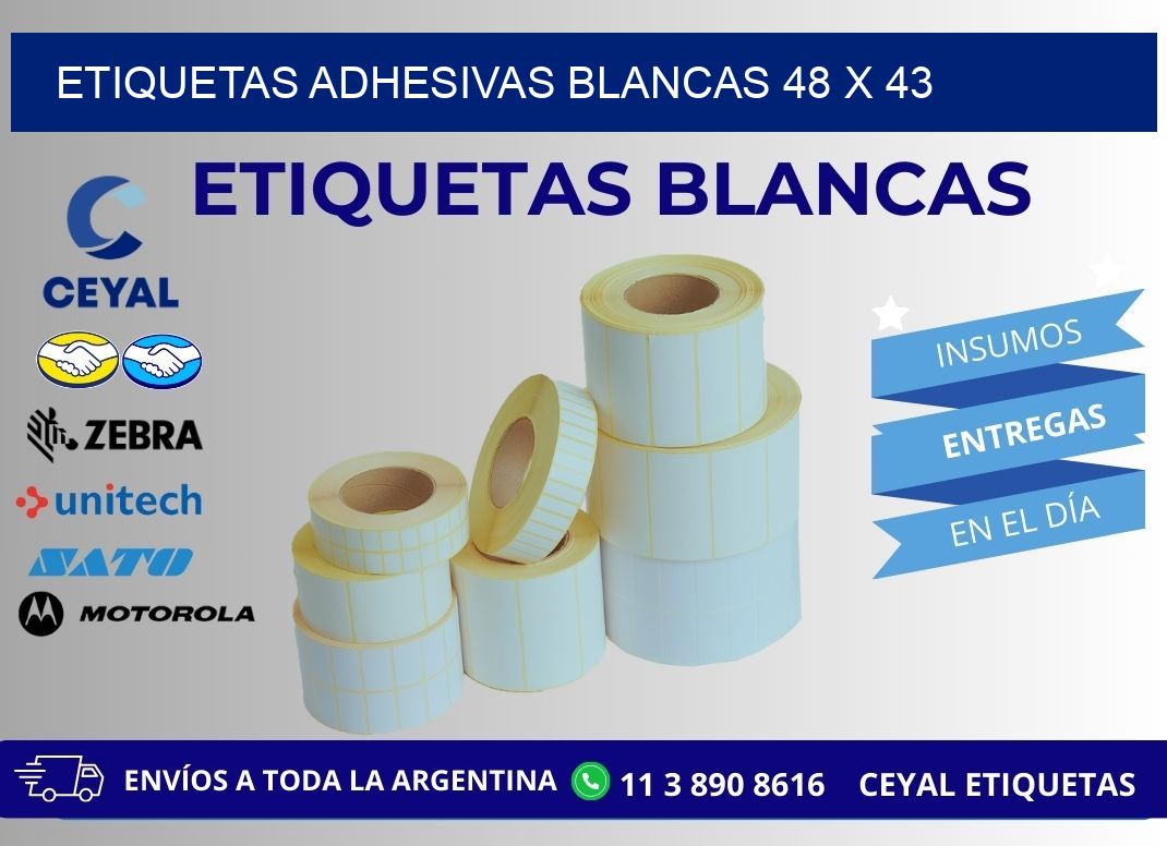 ETIQUETAS ADHESIVAS BLANCAS 48 x 43