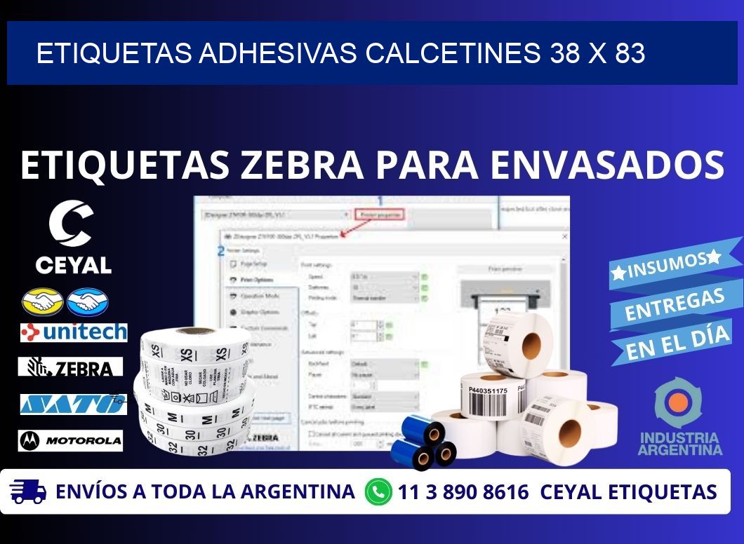 ETIQUETAS ADHESIVAS CALCETINES 38 x 83