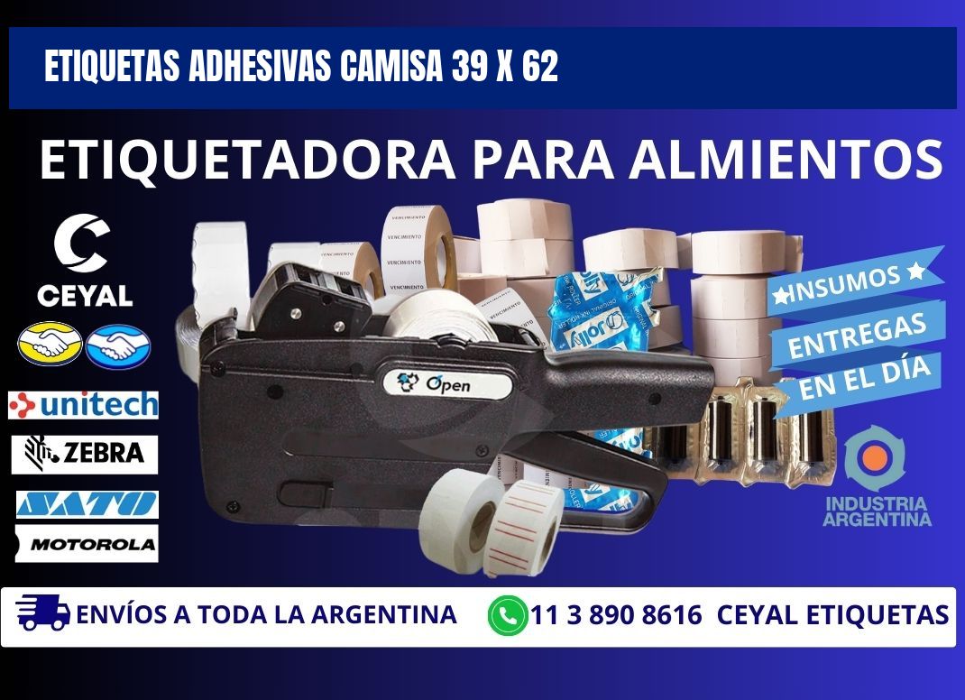 ETIQUETAS ADHESIVAS CAMISA 39 x 62