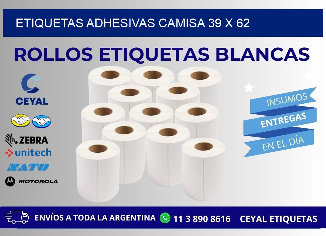 ETIQUETAS ADHESIVAS CAMISA 39 x 62