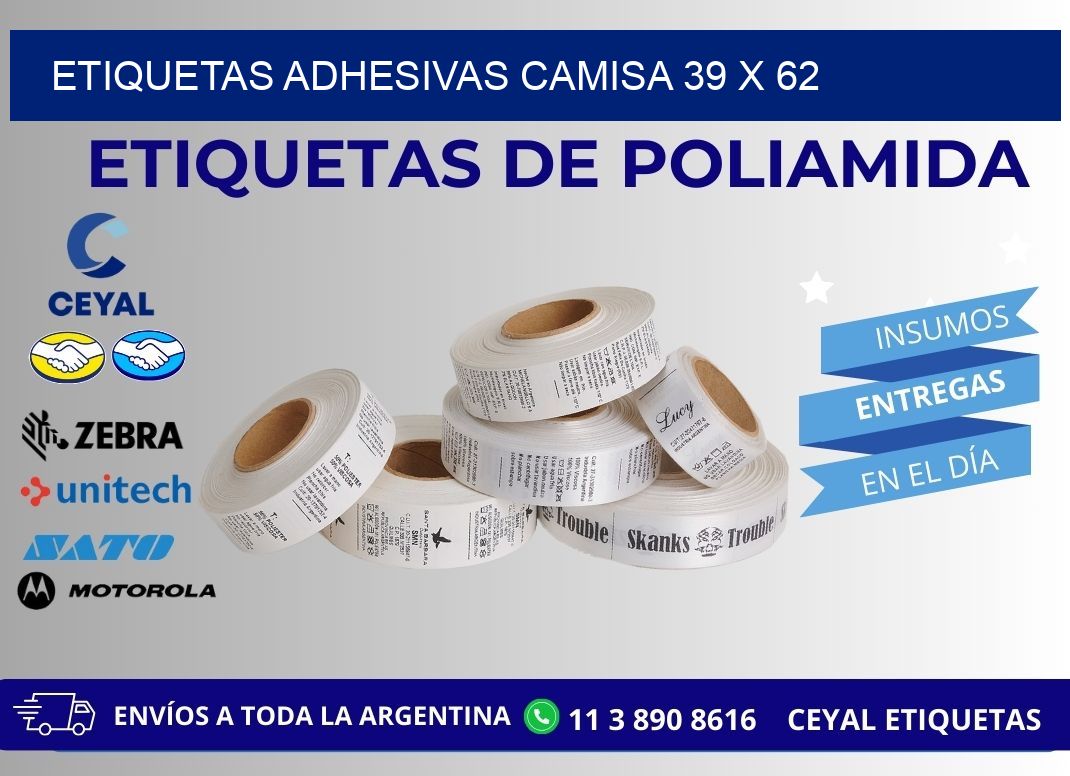 ETIQUETAS ADHESIVAS CAMISA 39 x 62