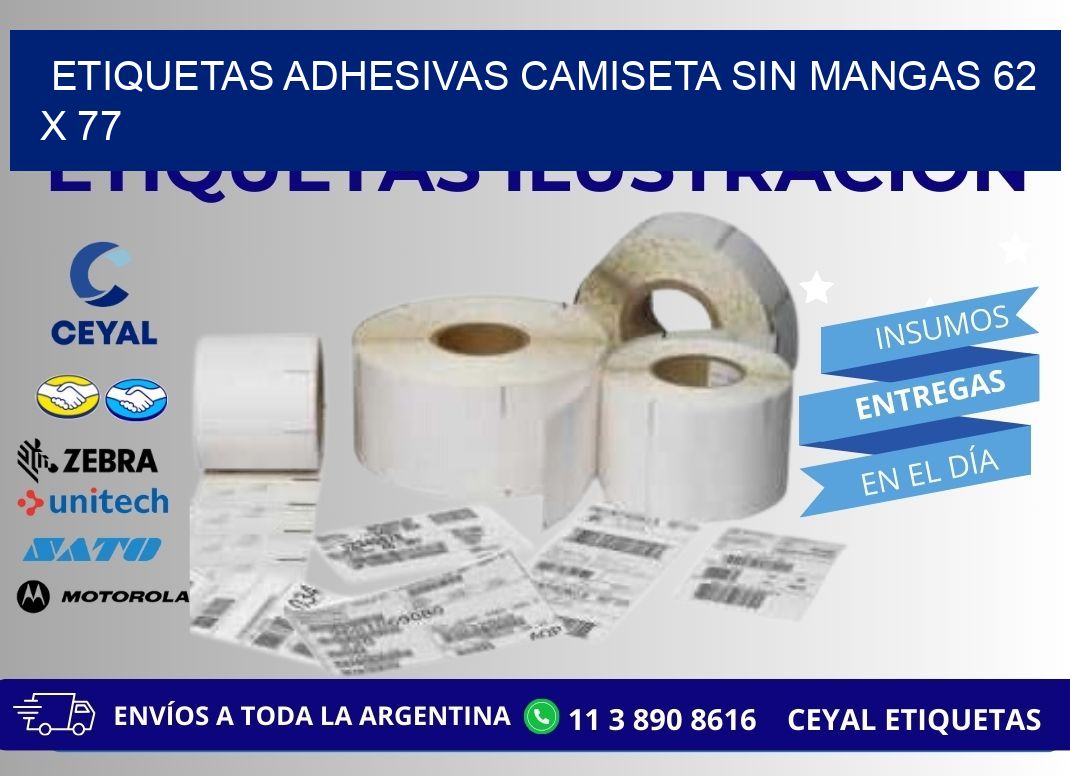 ETIQUETAS ADHESIVAS CAMISETA SIN MANGAS 62 x 77