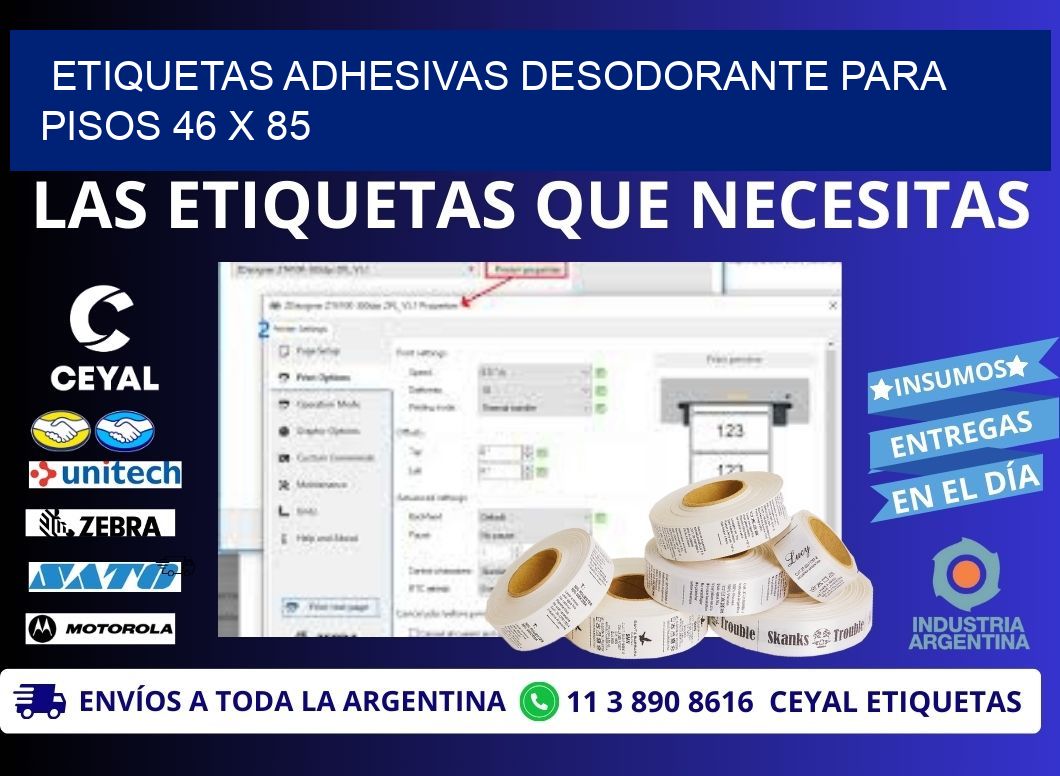 ETIQUETAS ADHESIVAS DESODORANTE PARA PISOS 46 x 85