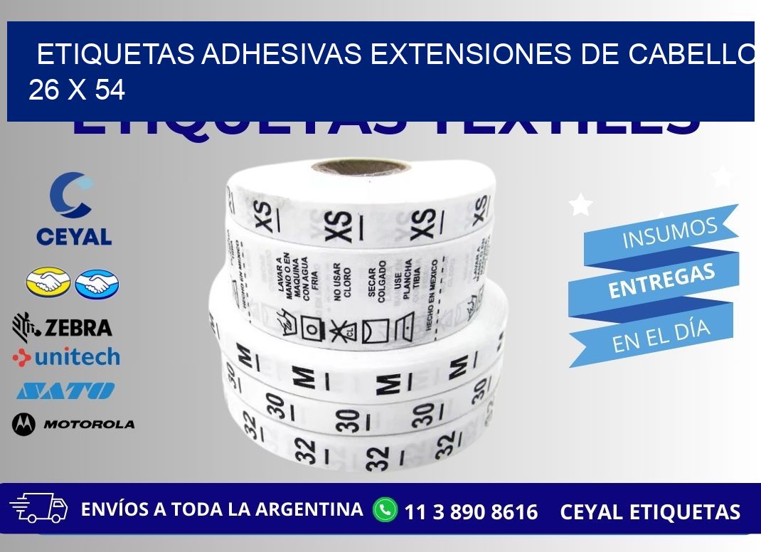 ETIQUETAS ADHESIVAS EXTENSIONES DE CABELLO 26 x 54