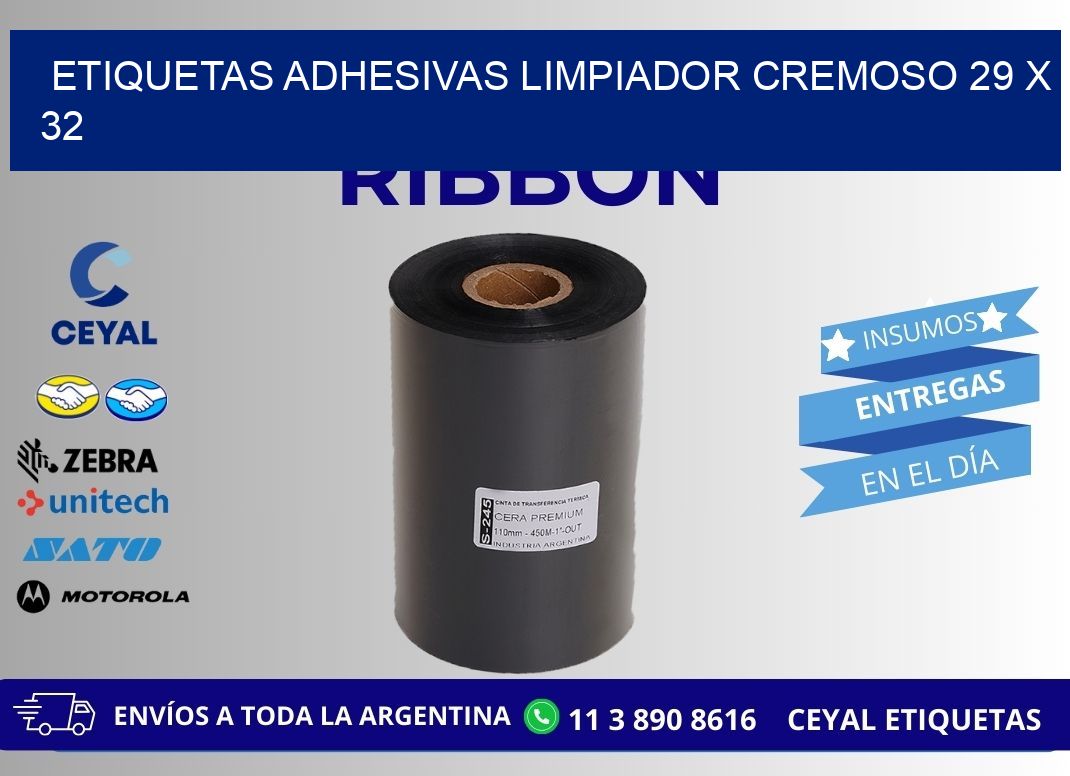 ETIQUETAS ADHESIVAS LIMPIADOR CREMOSO 29 x 32