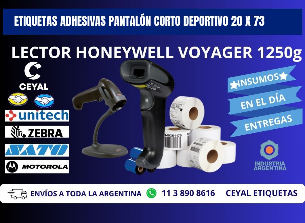 ETIQUETAS ADHESIVAS PANTALÓN CORTO DEPORTIVO 20 x 73