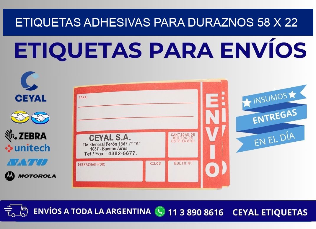 ETIQUETAS ADHESIVAS PARA DURAZNOS 58 x 22