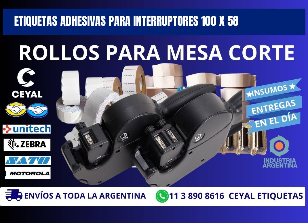 ETIQUETAS ADHESIVAS PARA INTERRUPTORES 100 x 58