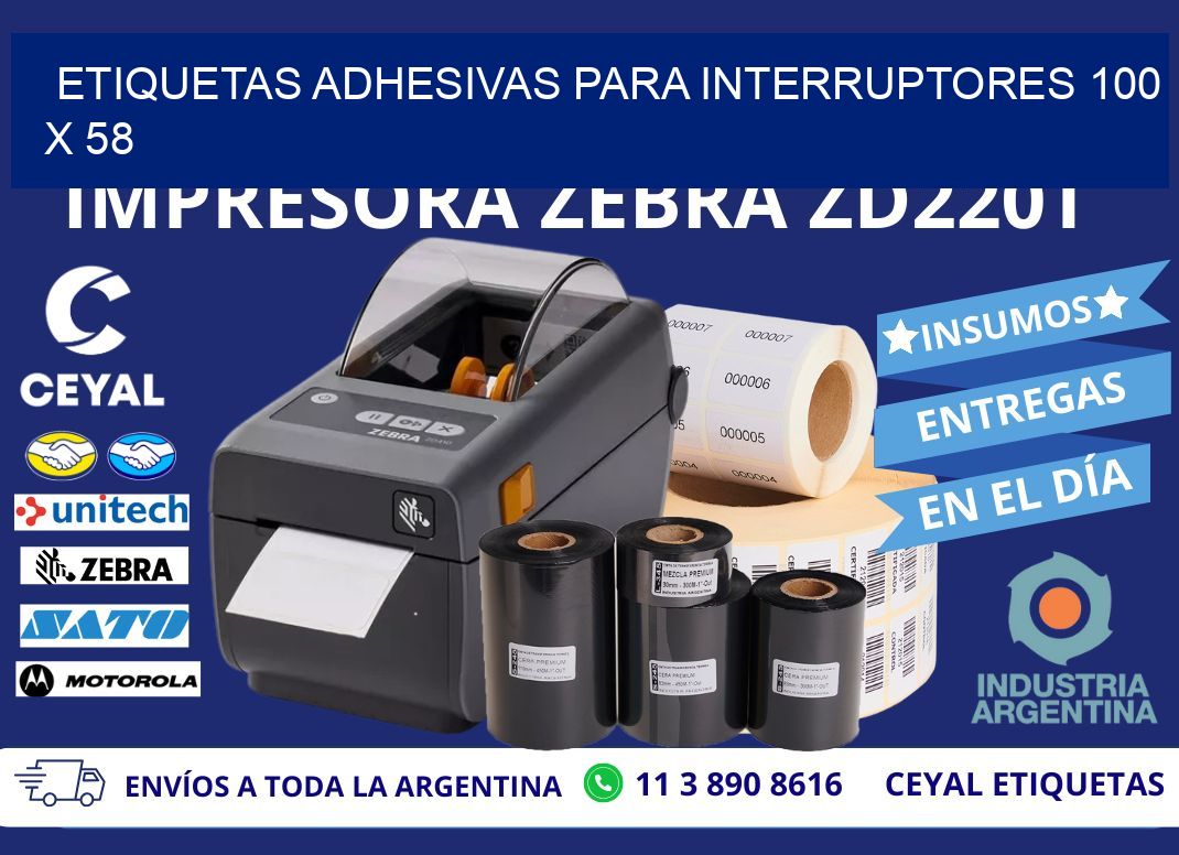 ETIQUETAS ADHESIVAS PARA INTERRUPTORES 100 x 58