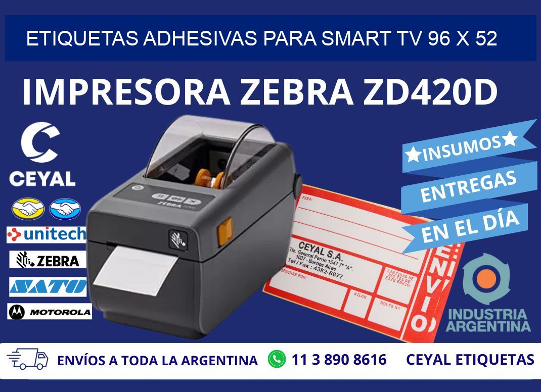 ETIQUETAS ADHESIVAS PARA SMART TV 96 x 52