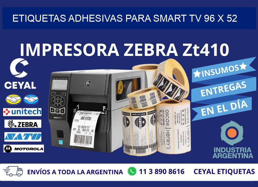 ETIQUETAS ADHESIVAS PARA SMART TV 96 x 52