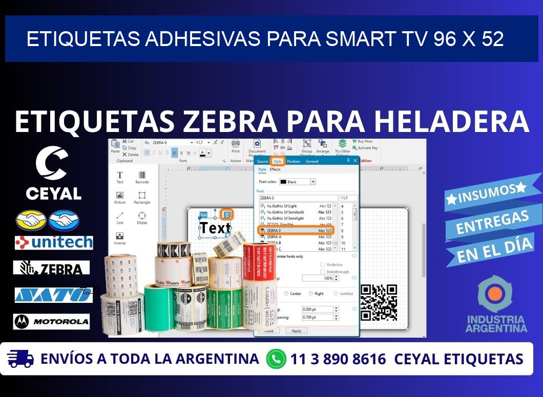 ETIQUETAS ADHESIVAS PARA SMART TV 96 x 52