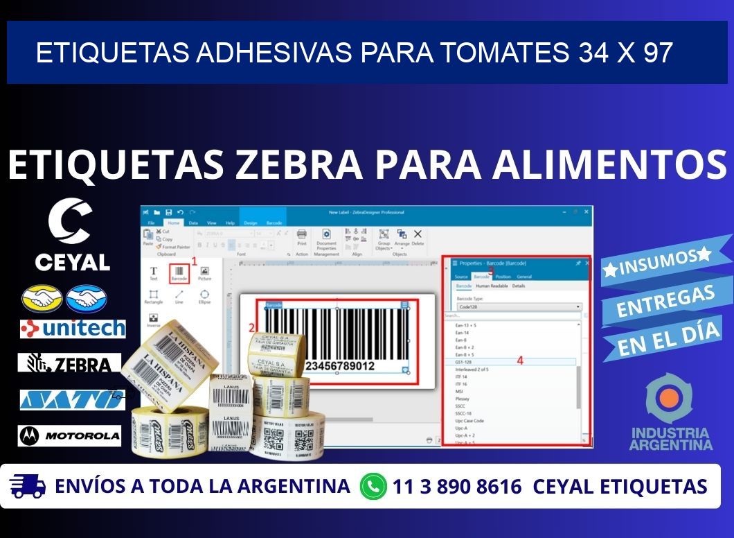 ETIQUETAS ADHESIVAS PARA TOMATES 34 x 97