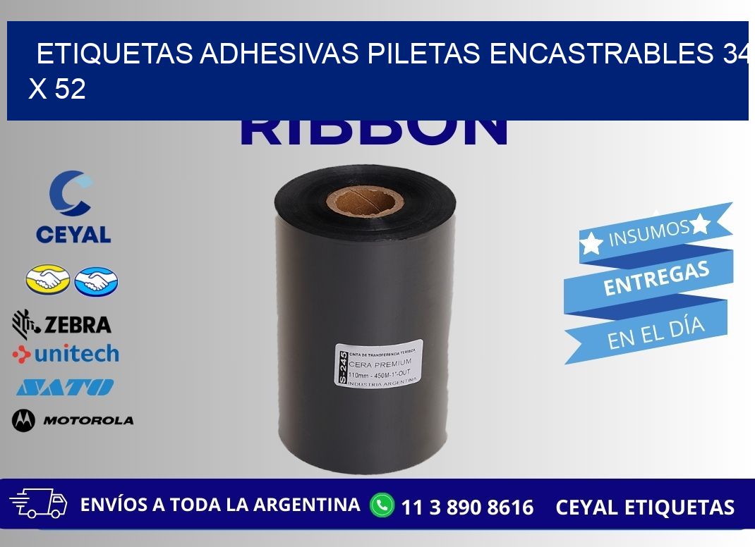 ETIQUETAS ADHESIVAS PILETAS ENCASTRABLES 34 x 52