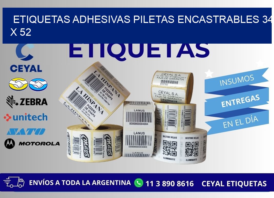 ETIQUETAS ADHESIVAS PILETAS ENCASTRABLES 34 x 52