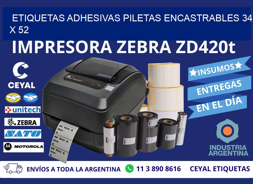 ETIQUETAS ADHESIVAS PILETAS ENCASTRABLES 34 x 52