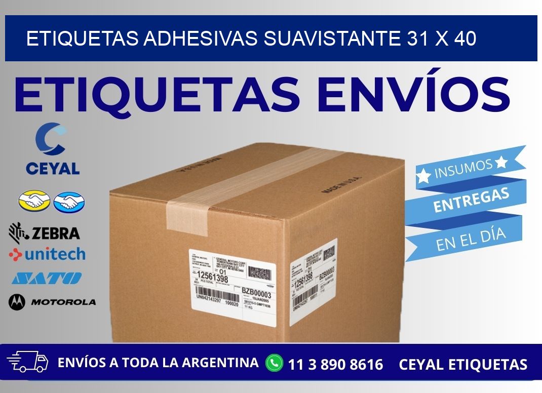 ETIQUETAS ADHESIVAS SUAVISTANTE 31 x 40