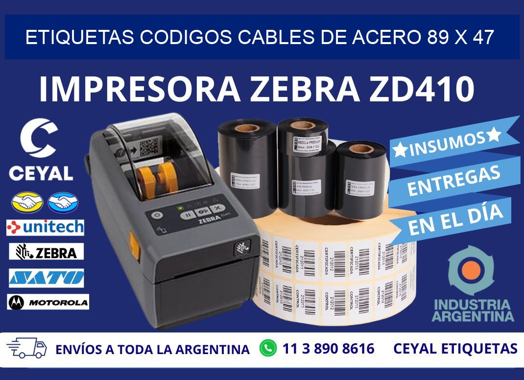 ETIQUETAS CODIGOS CABLES DE ACERO 89 x 47