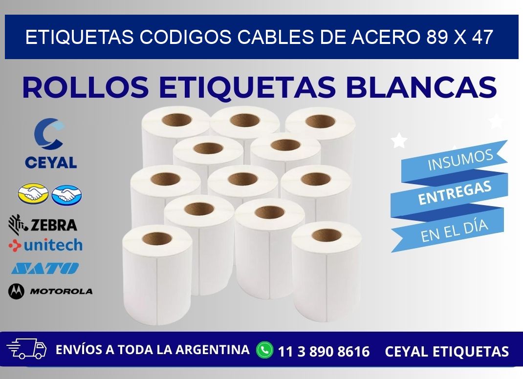 ETIQUETAS CODIGOS CABLES DE ACERO 89 x 47