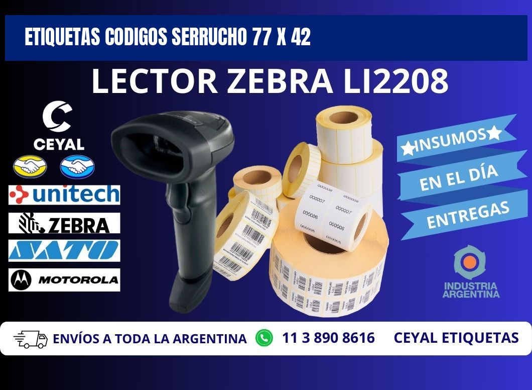 ETIQUETAS CODIGOS SERRUCHO 77 x 42